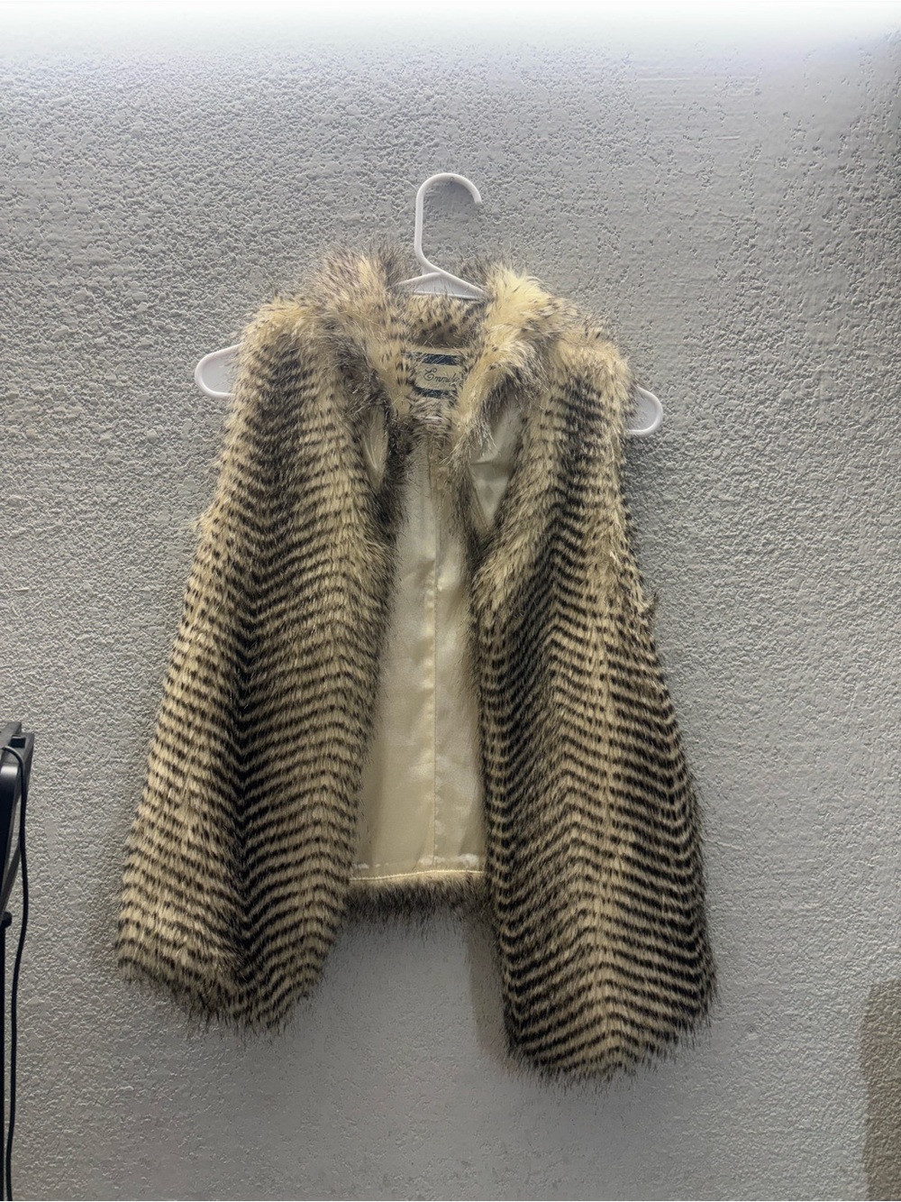 Emmelee for F.C. Cream & Brown Faux Fur Hooded Vest